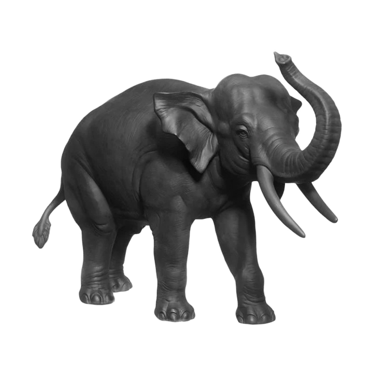 Nymphenburg 'Biskuit schwarz', Elefant Hilde Rüssel aufw. schwarz, biskuit, Tier, Elefant, Säugetier, Tierwelt