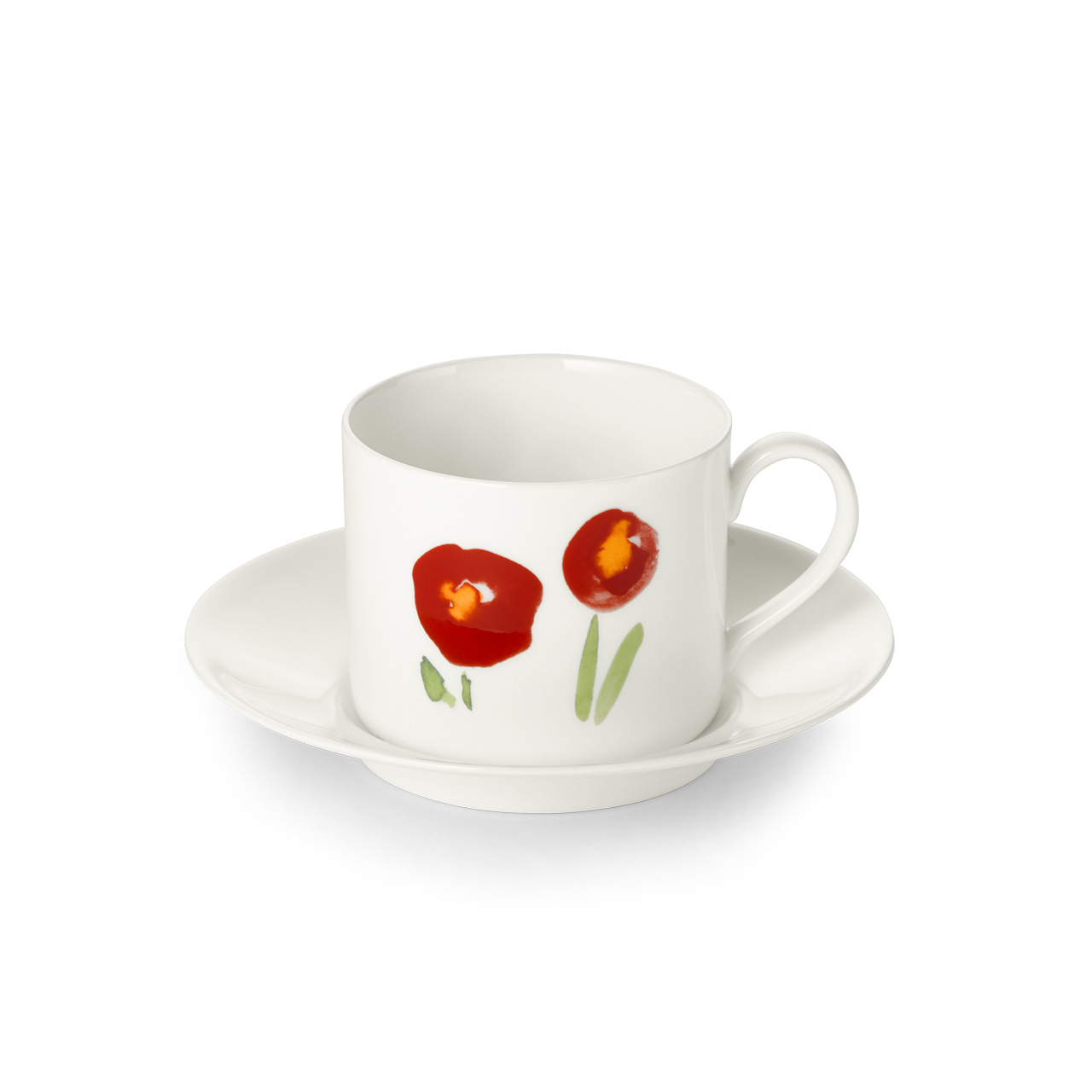 Coffee cup with saucer cylindrical 0.25 l Poppy, Untertasse, Tasse