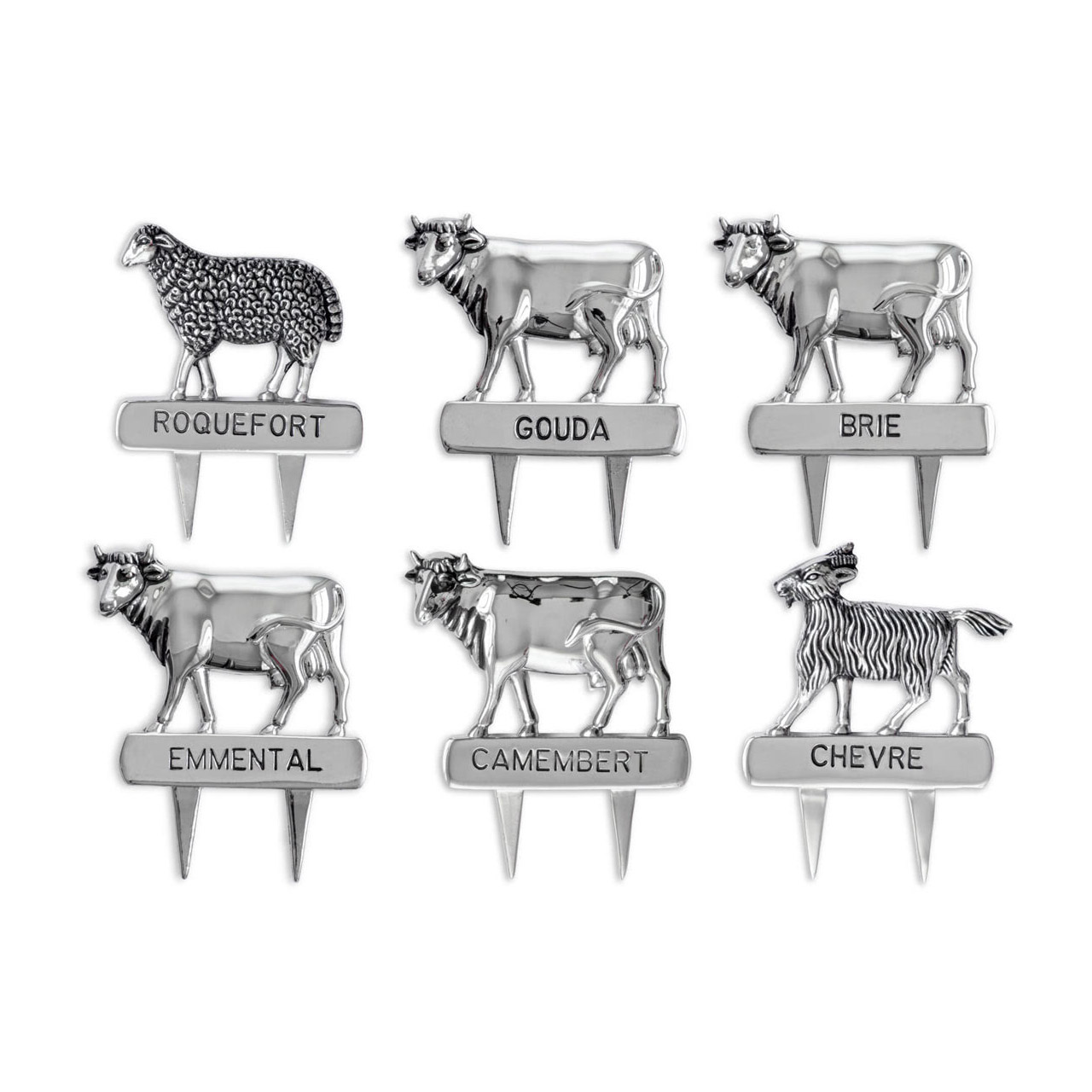 Cheese marker set 6-piece silver-plated, Tier, Tierwelt, Zebra, Vogel, Zubehör