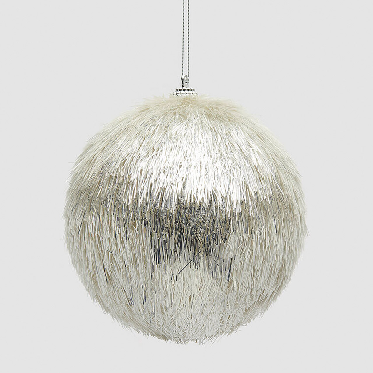Christmas tree bauble fur 12 cm silver, Leuchter, Lampe