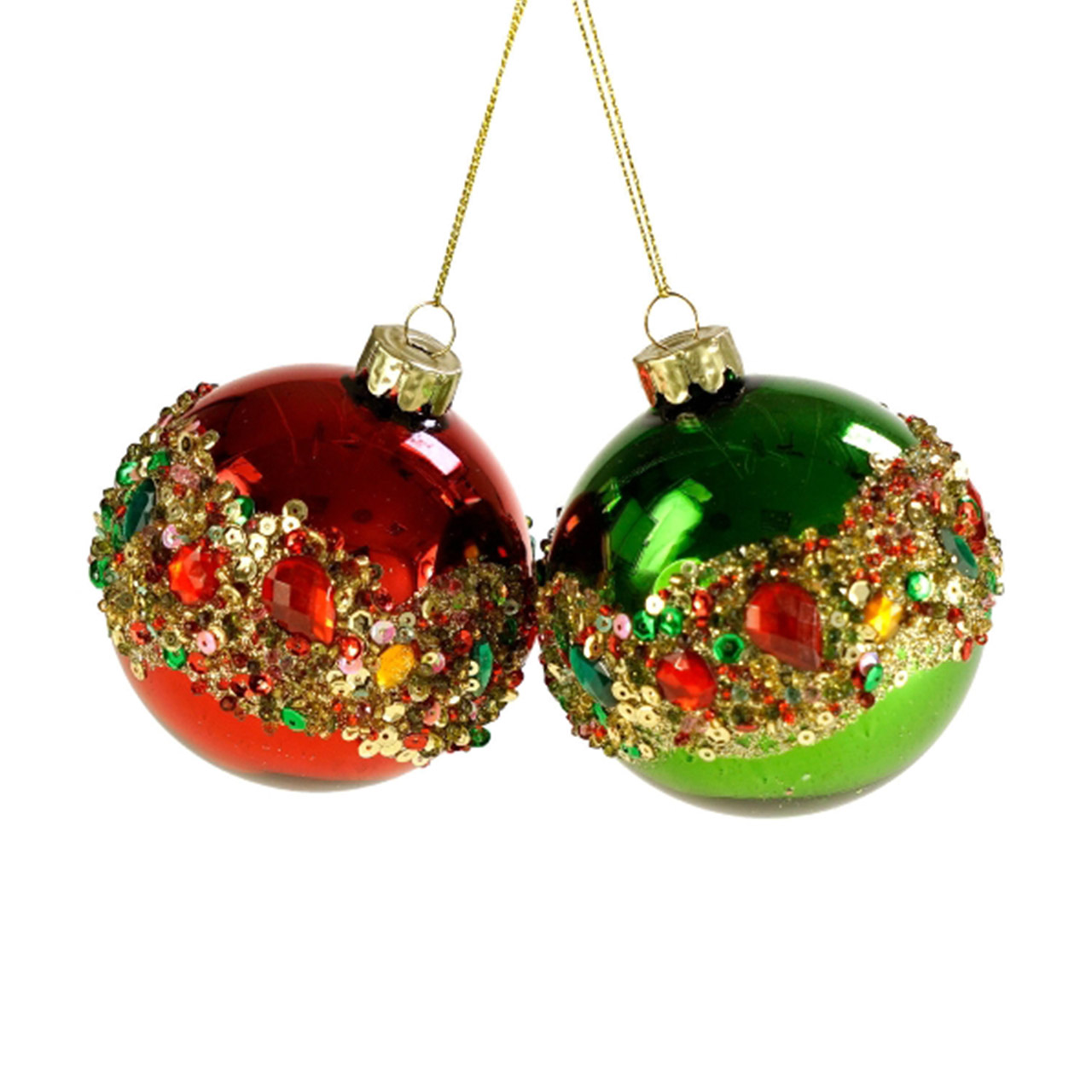 Christmas tree decoration glass ball Jewel red/green, Zubehor, Ohrring, Schmuck, Ornament