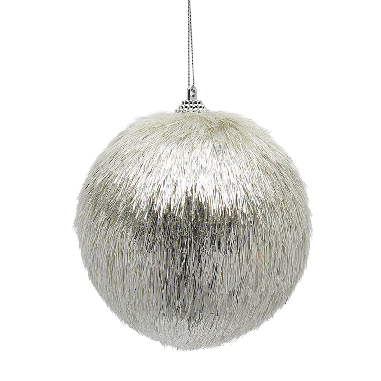 Christmas tree decoration ball fur 10 cm silver, Leuchter, Lampe