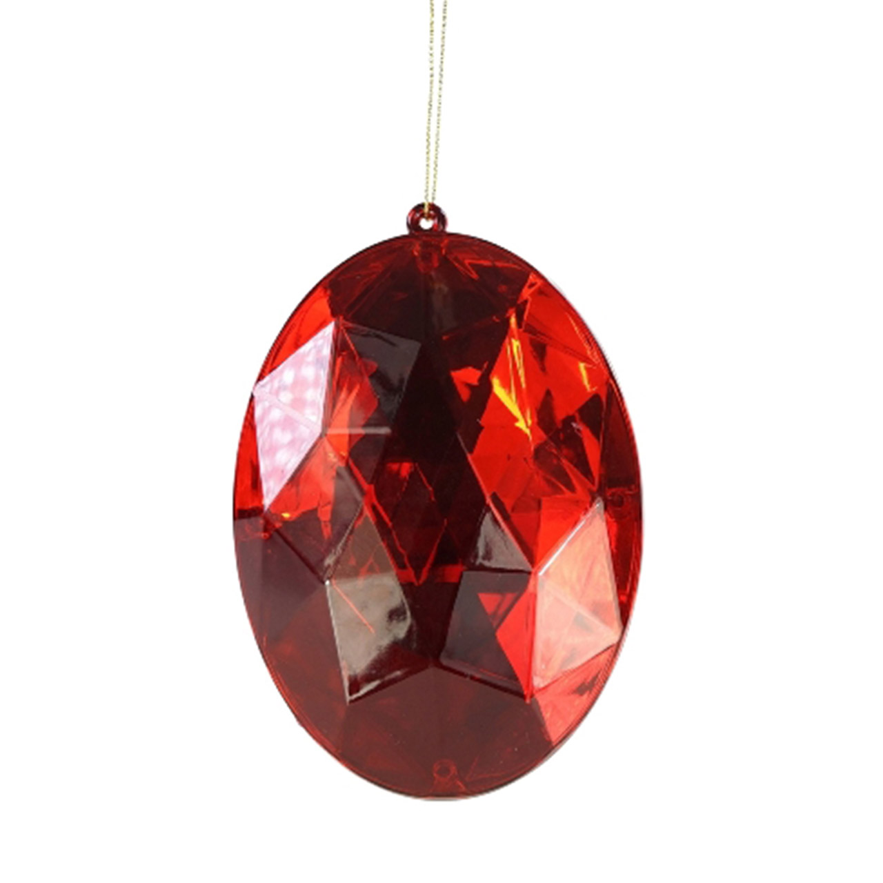 Christmas tree decoration Diamond oval Acrylic red, Zubehor, Edelstein, Schmuck, Halskette