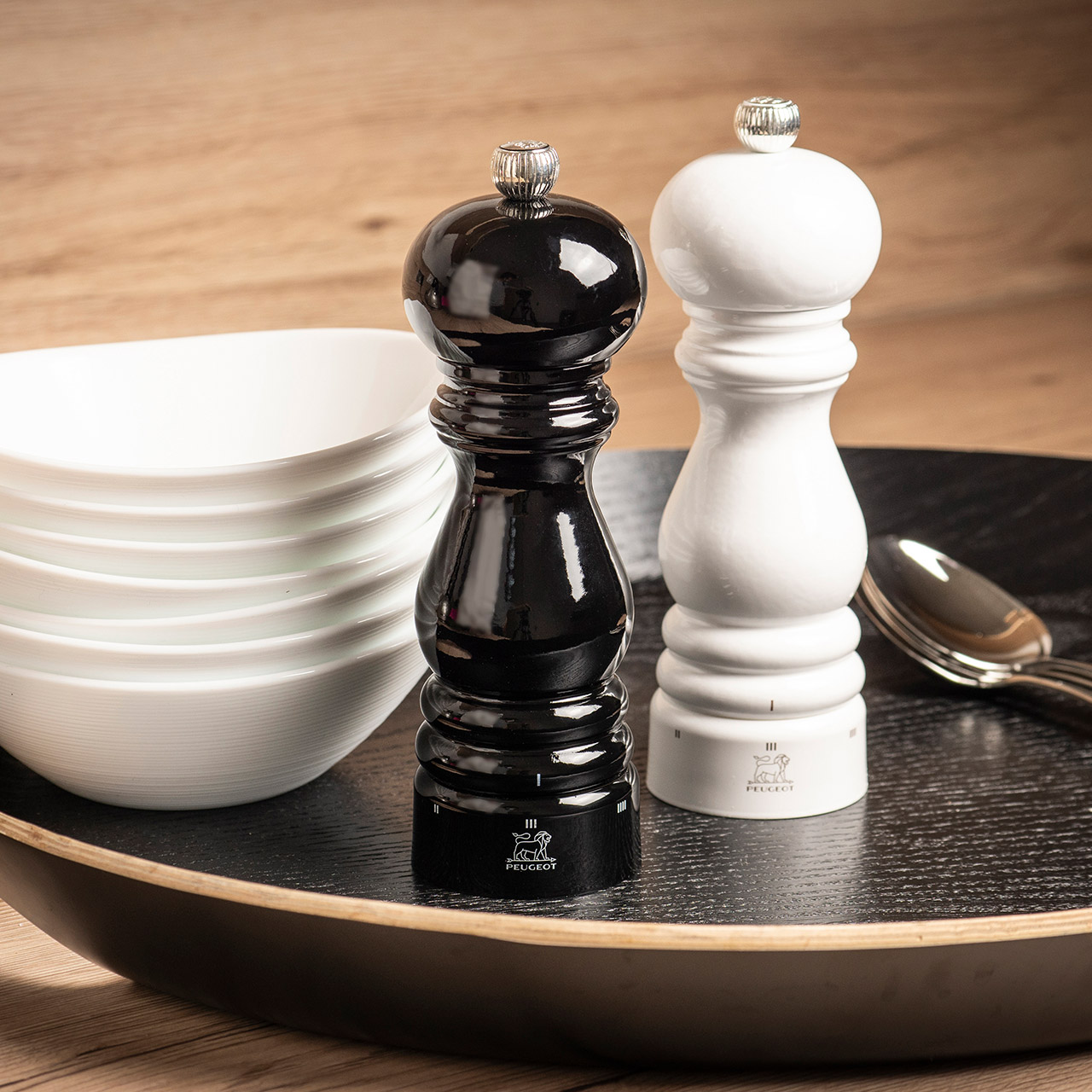 Pepper Mill 12 cm black lacquer, Schach, Besteck, Tischplatte, Porzellan, Töpferei