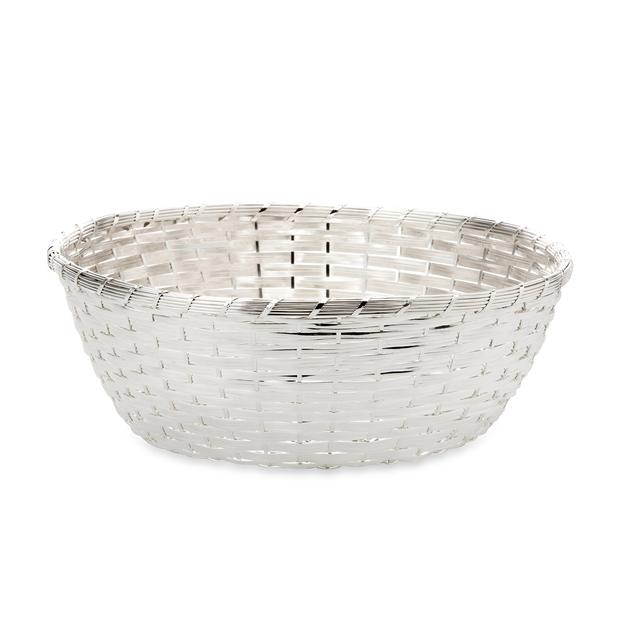 Woven bread basket 25 cm round silver-plated, Gewebt, Korb, Schüssel
