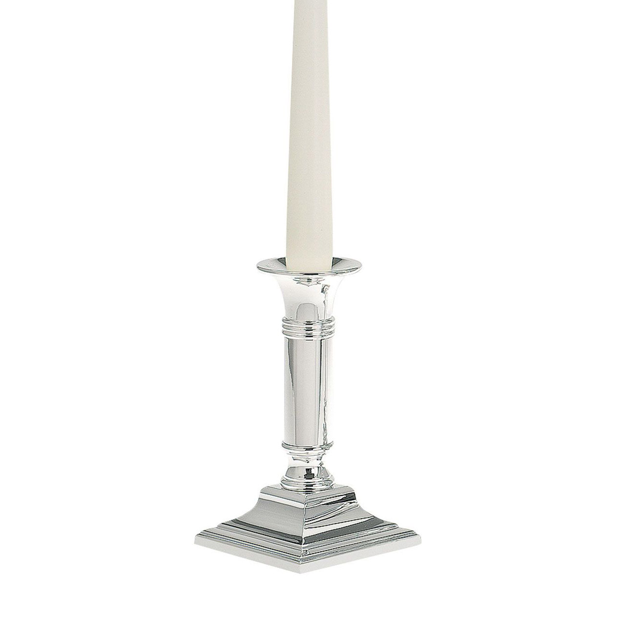 Candlestick 15 cm square/smooth silver-plated, Kerze, Kerzenständer