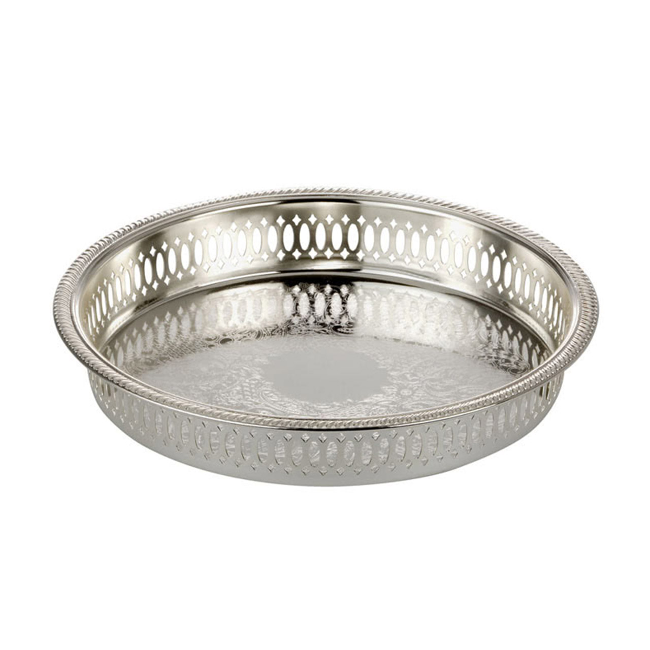 Round tray 21 cm silver-plated, Sinken, Tablett