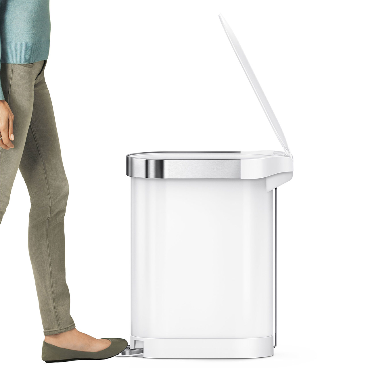 Slim pedal bin white