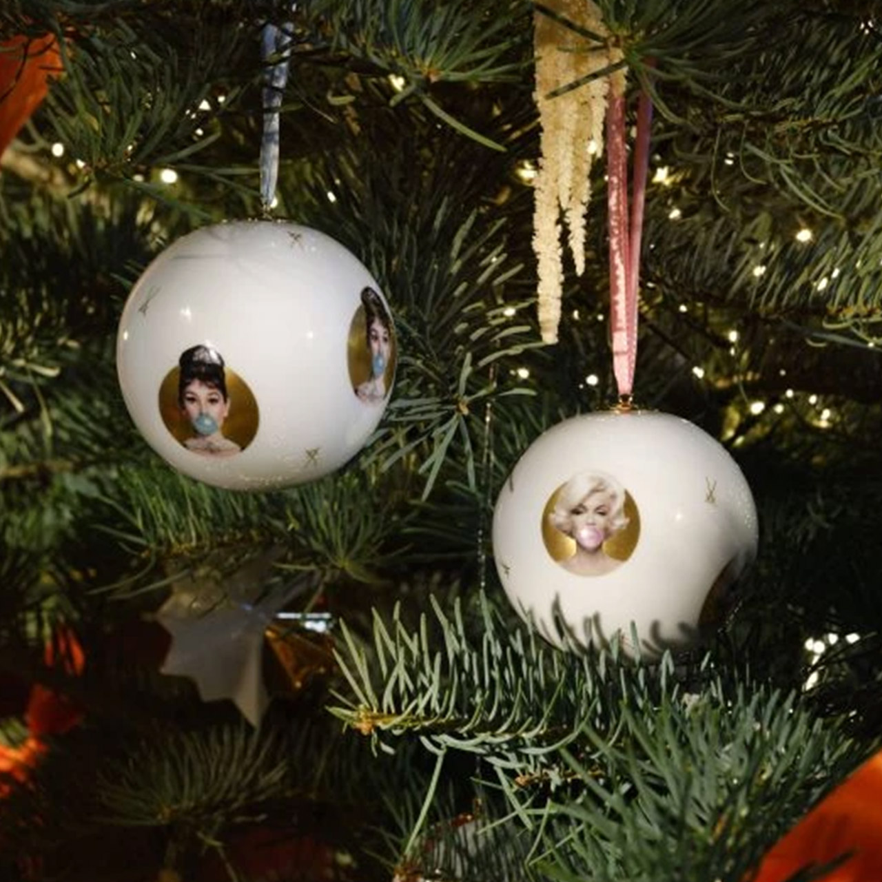 Decoration Ball Marilyn gold 9 cm, Weihnachten, Weihnachtsdekorationen, Weihnachtsbaum, Christbaumschmuck, Festival