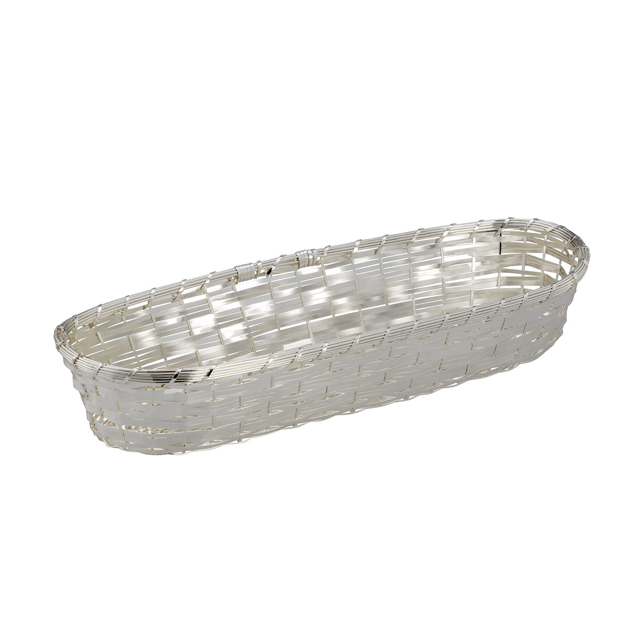 Woven bread basket 34x13 cm rectangular silver-plated, Aluminium, Gewebt