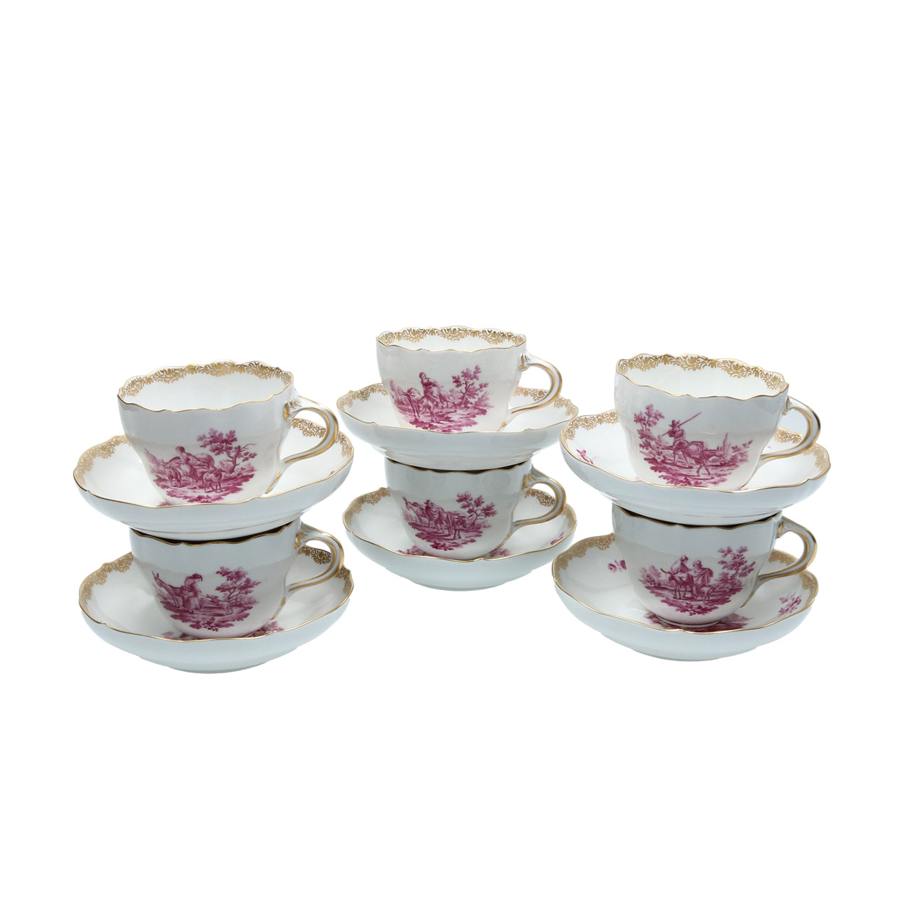 Coffee service for 6 people 22 pieces, Untertasse, Tasse, Kunst, Porzellan, Töpferei