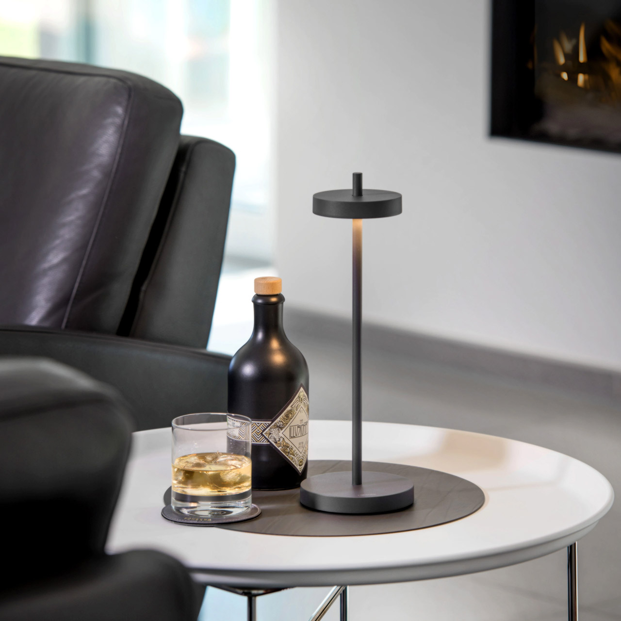 Table lamp LED 34 cm dimmable anthracite, Lampe, Mobiliar, Tabelle, Tischplatte