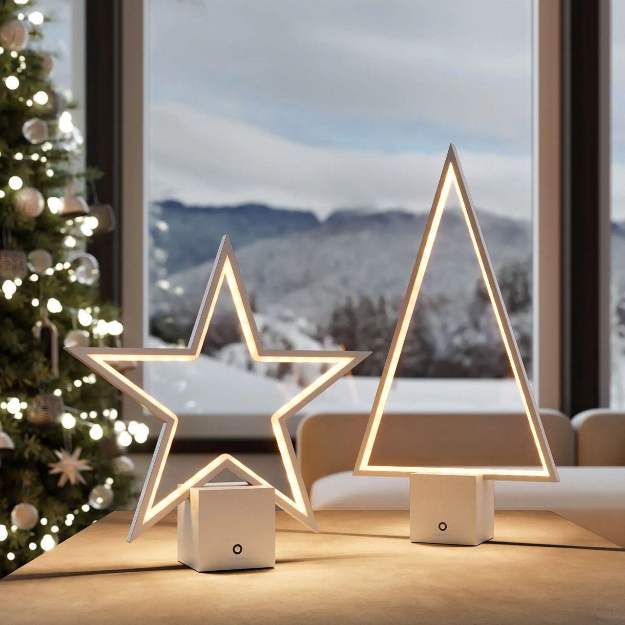 Decorative light LED 47 cm dimmable silver , Dreieck