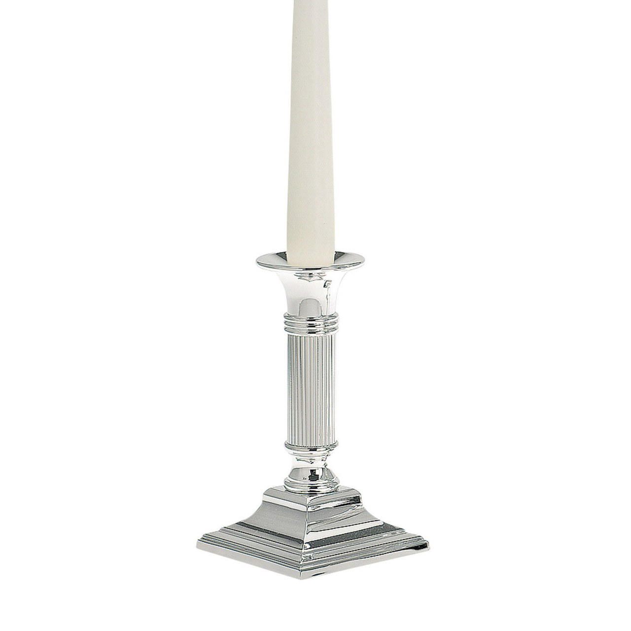 Candlestick thread 15 cm silver-plated, Kerze, Rauchrohr, Kerzenständer