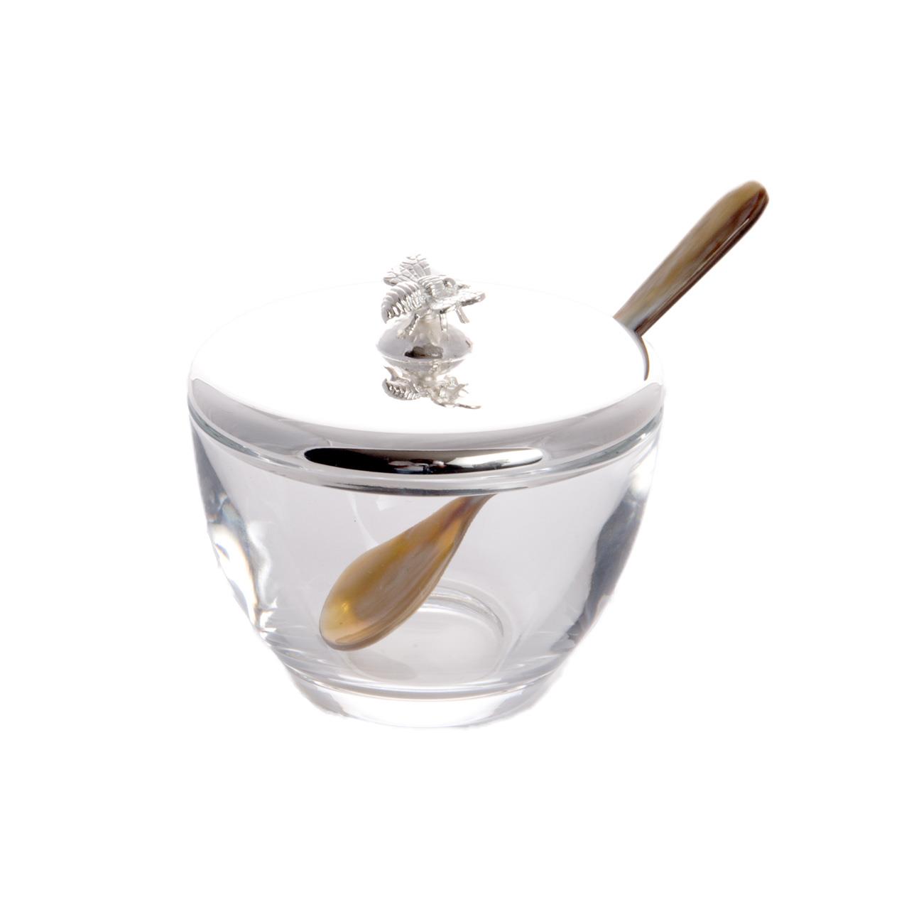 Honey Pot w. Lid "Bee" sterling silver, Besteck, Löffel, Schüssel