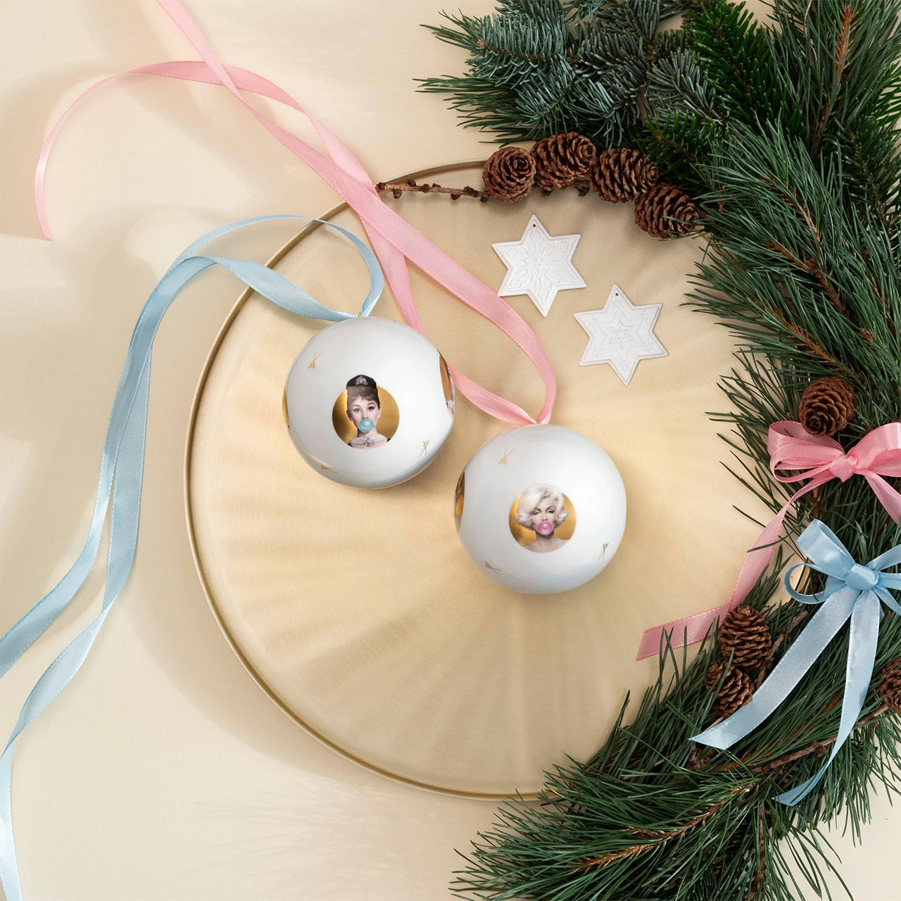 Decoration Ball Audrey gold 9 cm, Weihnachten, Weihnachtsdekorationen, Festival, Weihnachtsbaum, Christbaumschmuck