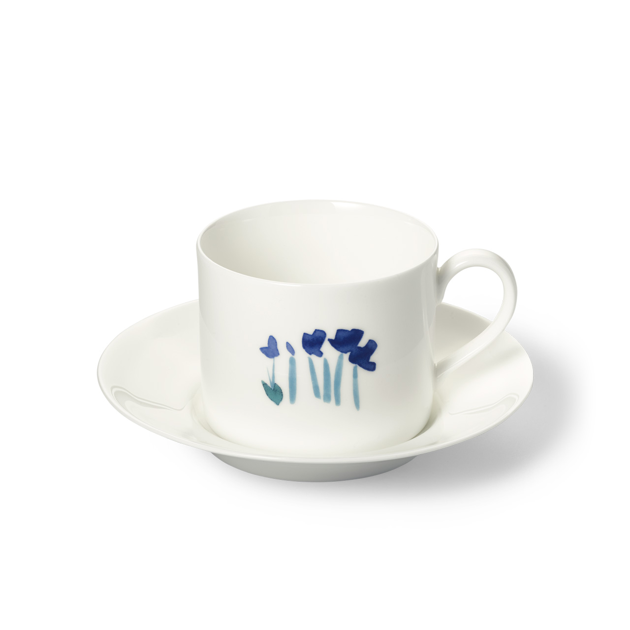 Coffee cup with saucer cylindrical 0.25 l blue, Untertasse, Tasse, Kunst, Porzellan, Töpferei