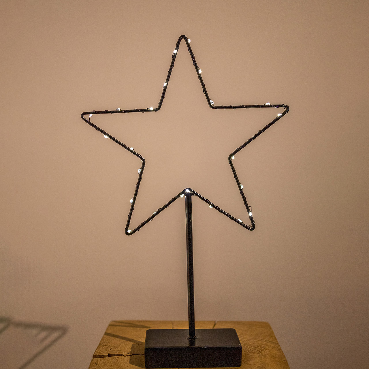 Decorative LED star lamp on base 40 cm, black, Symbol, Sternsymbol, Mobiliar, Lampe