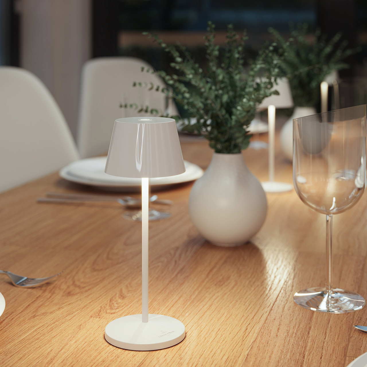 Table lamp LED 20 cm dimmable white ceramic, Lampe, Tabelle, Tischplatte, Gabel, Esstisch