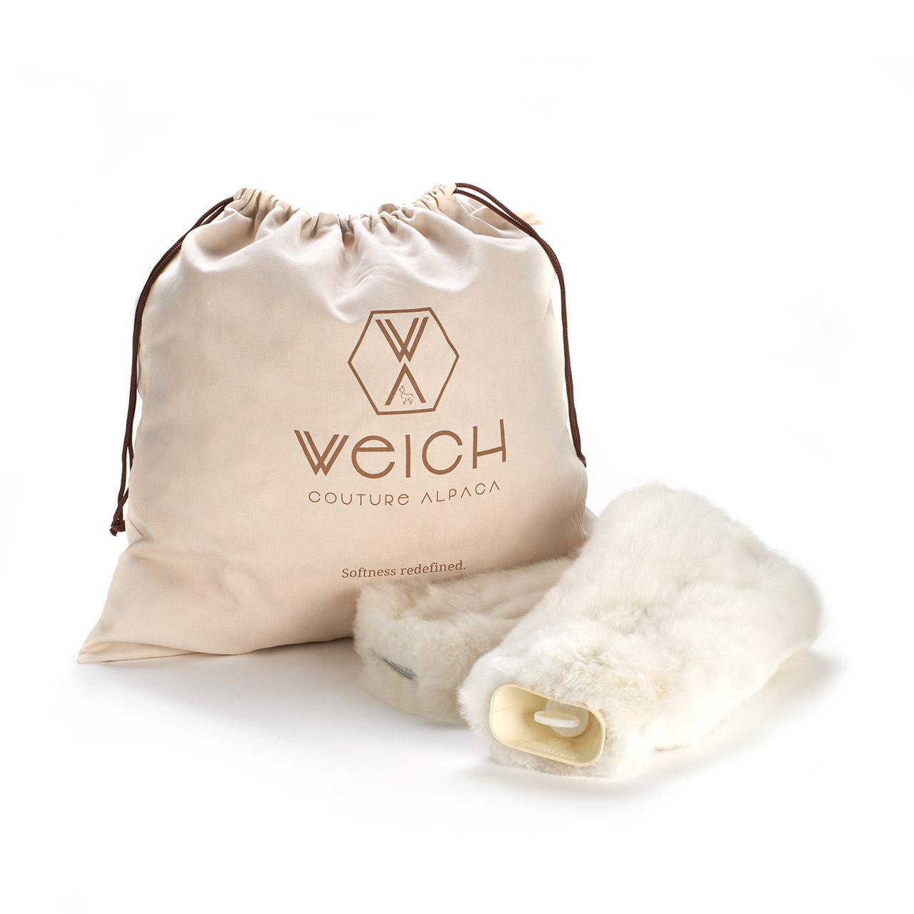 Hot Water Bottle Alpaca-Fur 0.6 l offwhite beige, Tasche, Zubehör, Handtasche, Dekoration für Zuhause