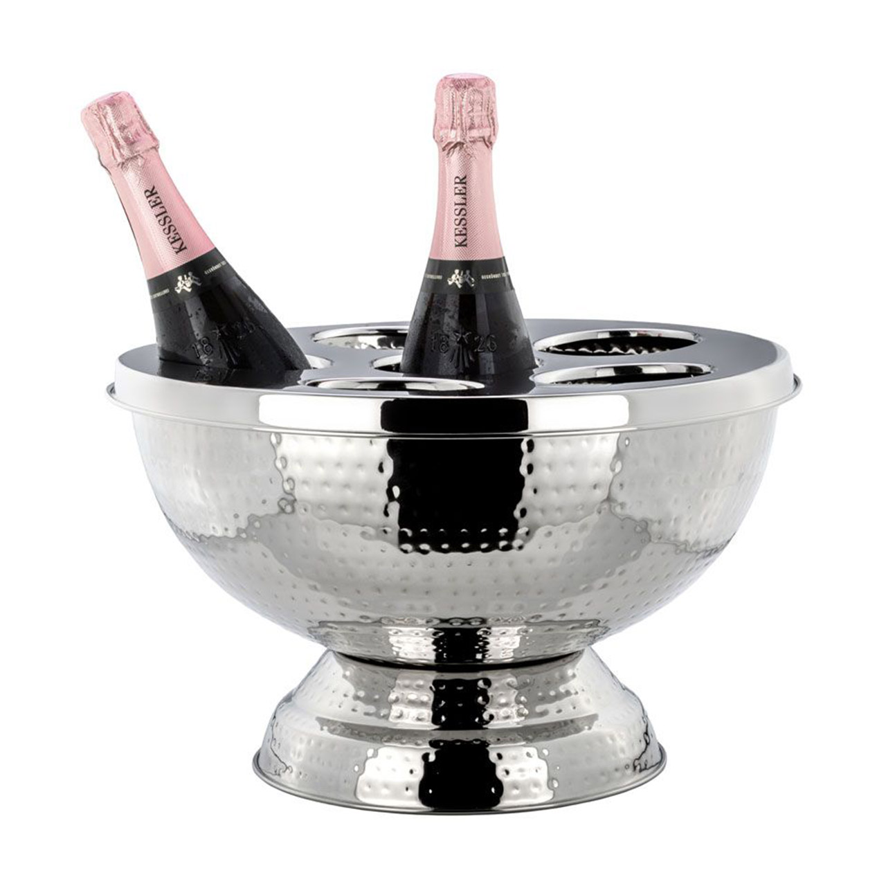 Hammered champagne/bottle cooler 25 cm stainless steel, Rauchrohr, Schüssel, Flasche