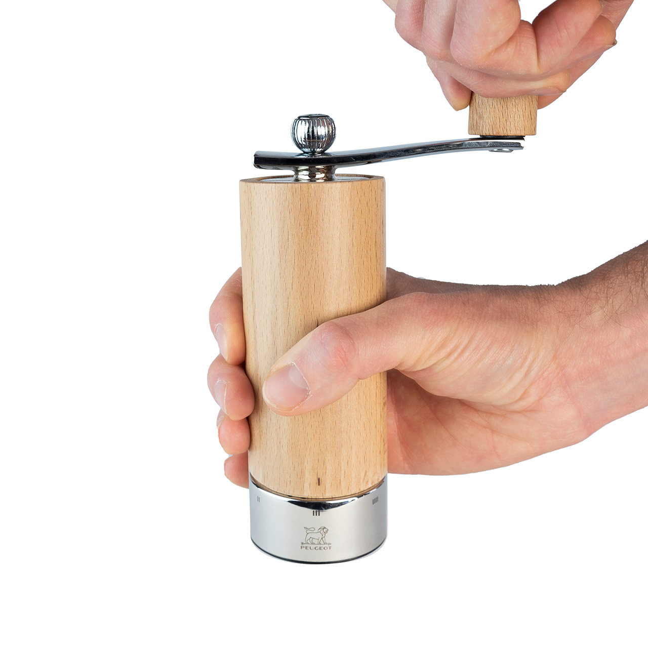 Pepper Mill w. crank handle 18 cm nature