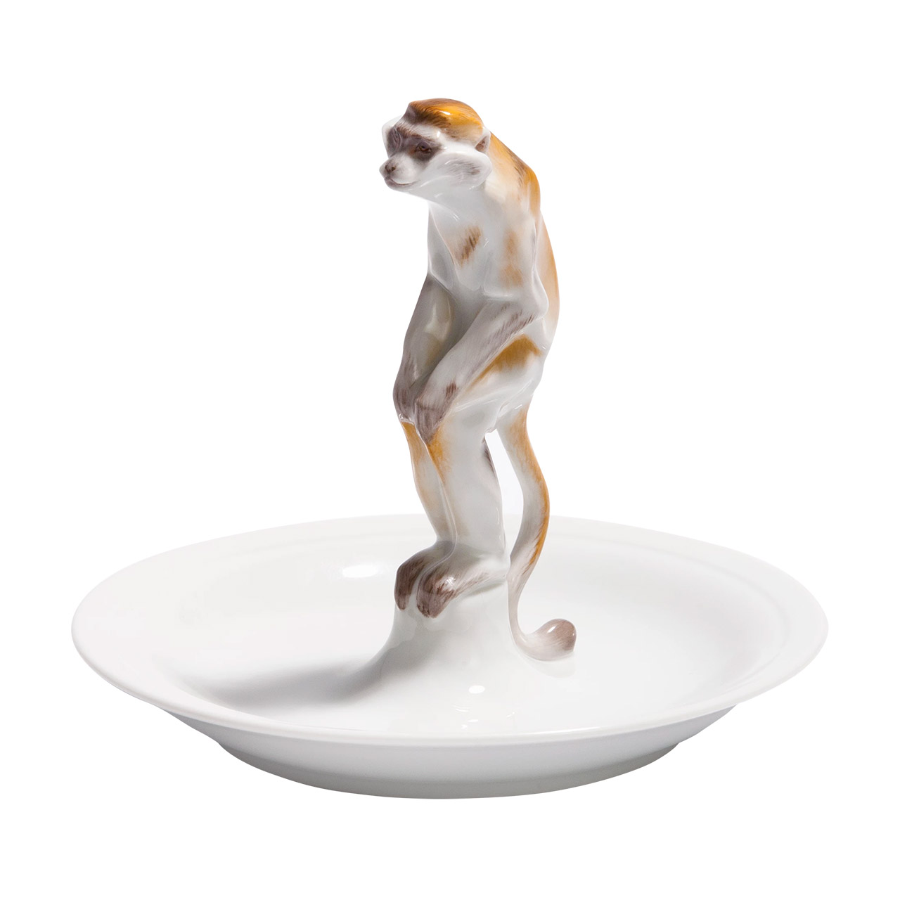 Long-Tailed Monkey on Dish, Figur, Kunst, Porzellan, Töpferei