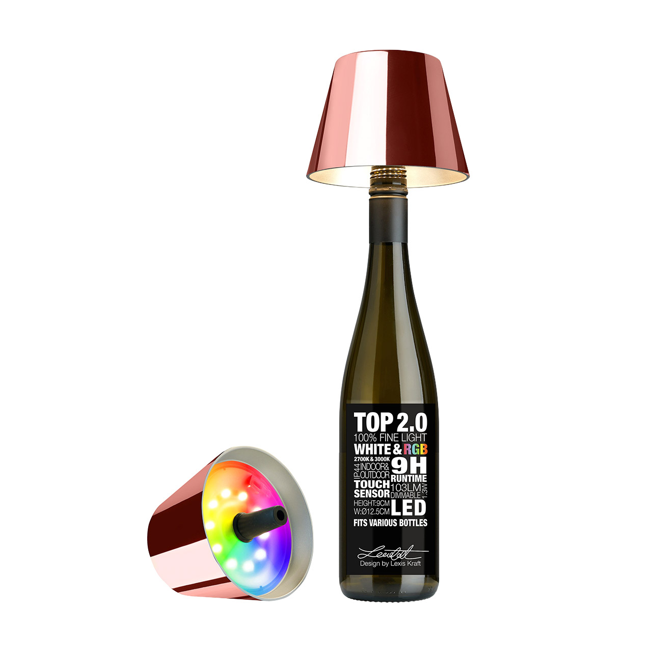 Bottle Light LED dimmable rose gold, Lampe, Tischlampe