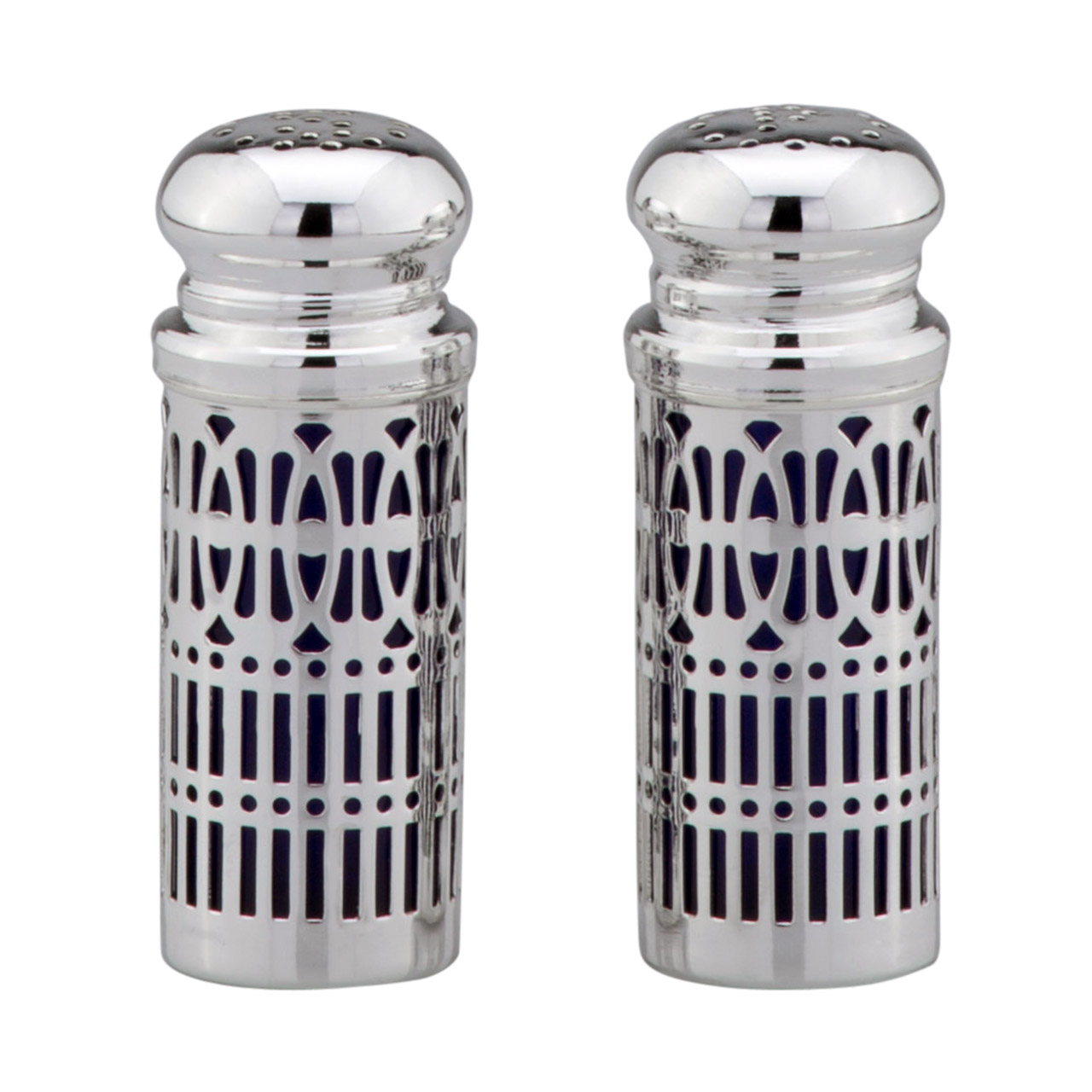 Salt and pepper shakers blue 7 cm silver-plated, Flasche, Shaker
