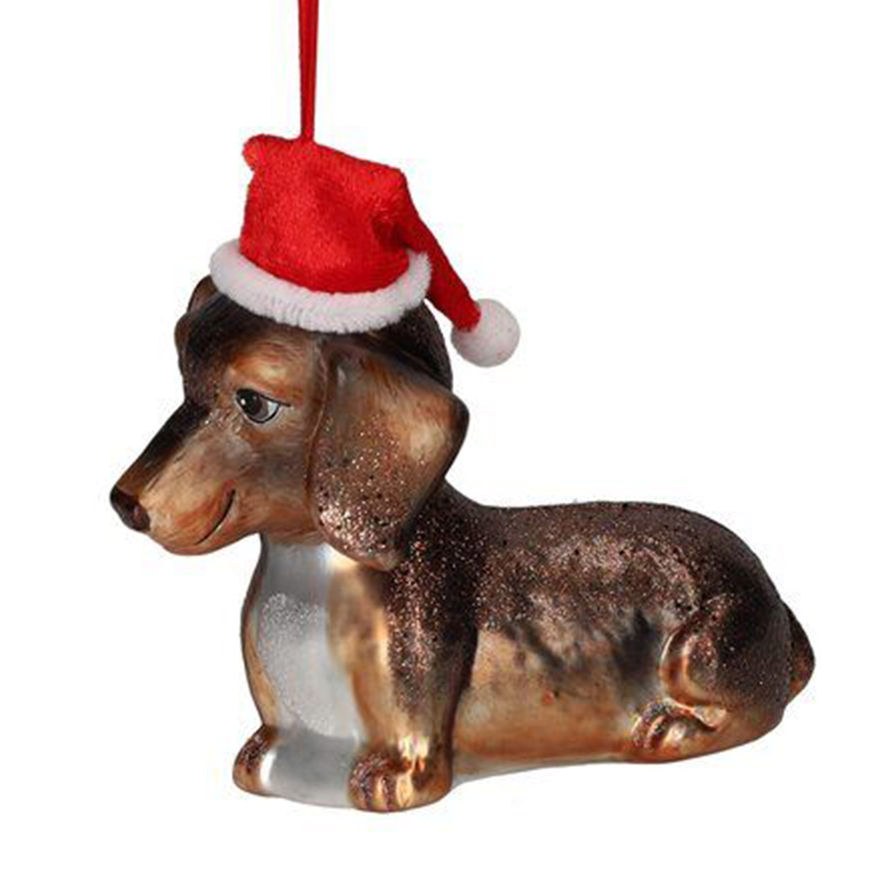 Christmas tree decoration dachshund with Santa hat, Figur, Kuh, Säugetier, Weihnachtsdekorationen, Festival