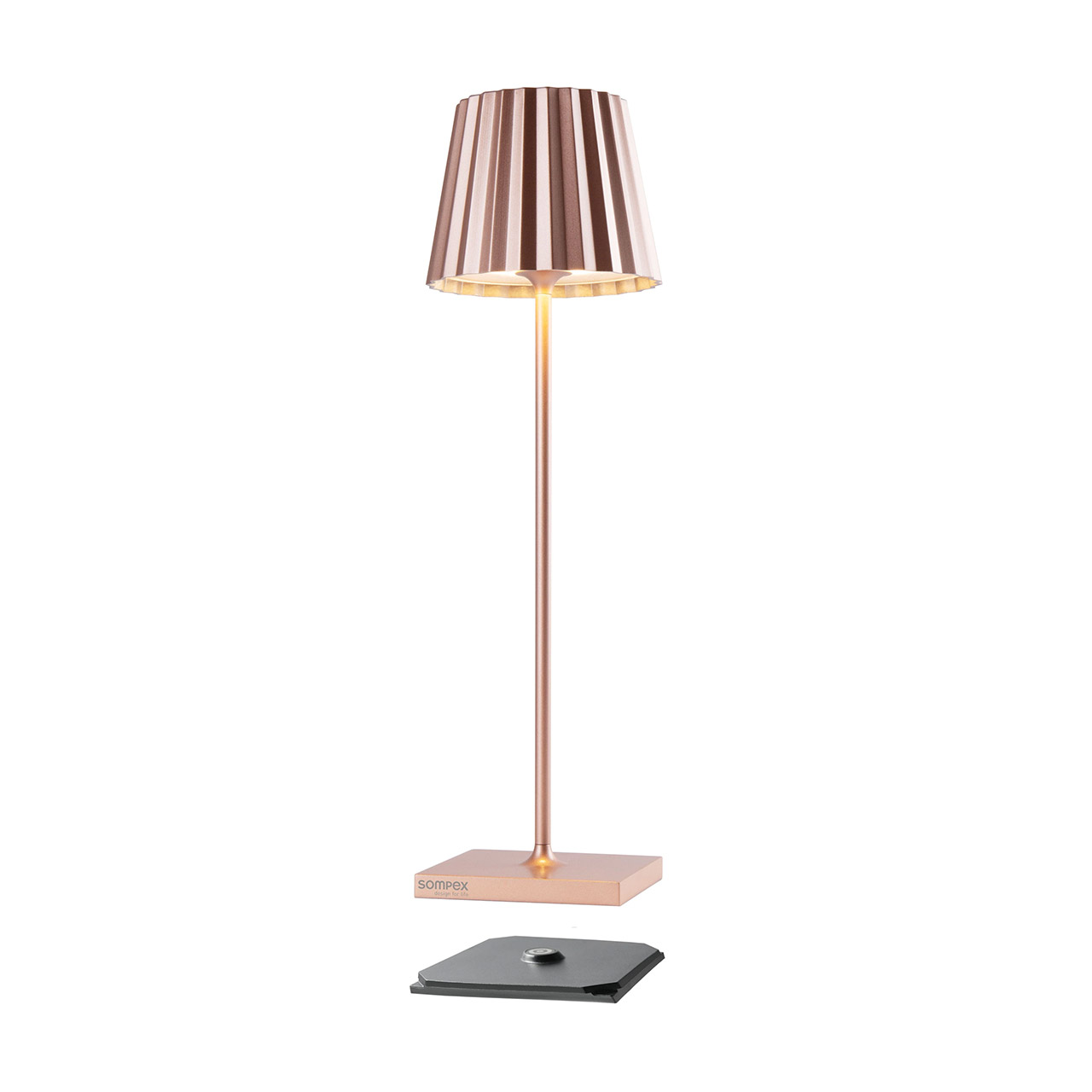 Table lamp LED 38 cm dimmable rose gold, Lampe, Lampenschirm, Tischlampe