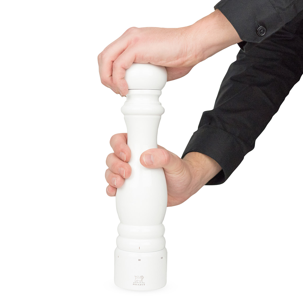 Pepper Mill 30 cm white lacquer, Töpferei, Person, Glas