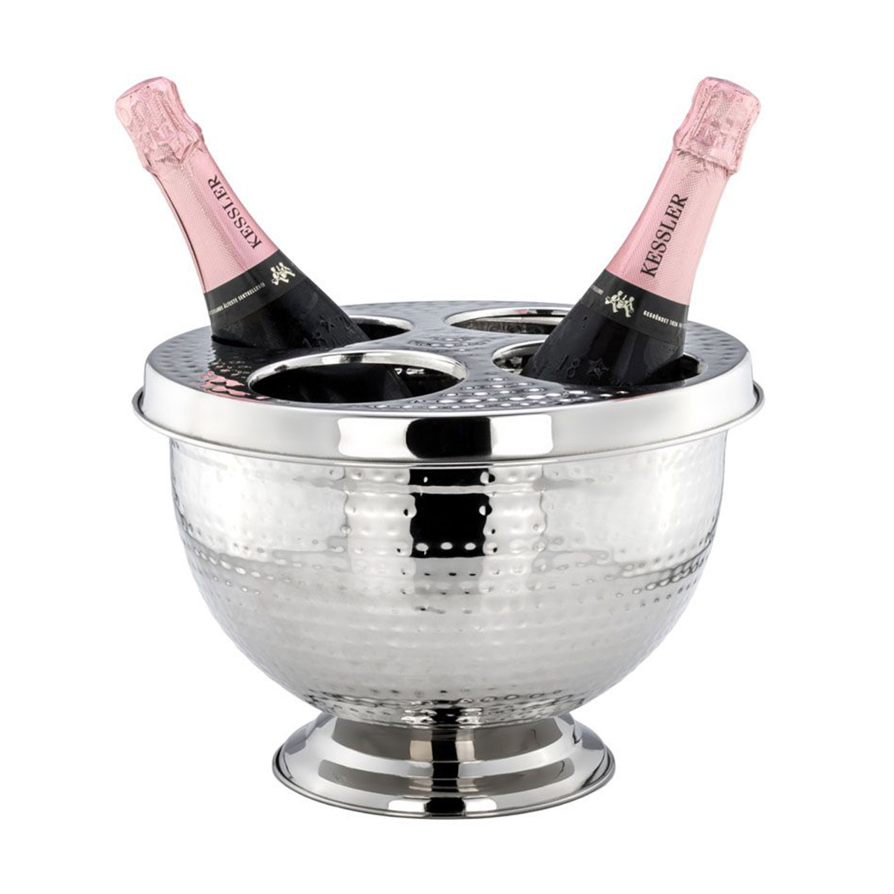 Champagne/sparkling wine cooler hammered 23 cm stainless steel, Rauchrohr, Flasche, Schüssel