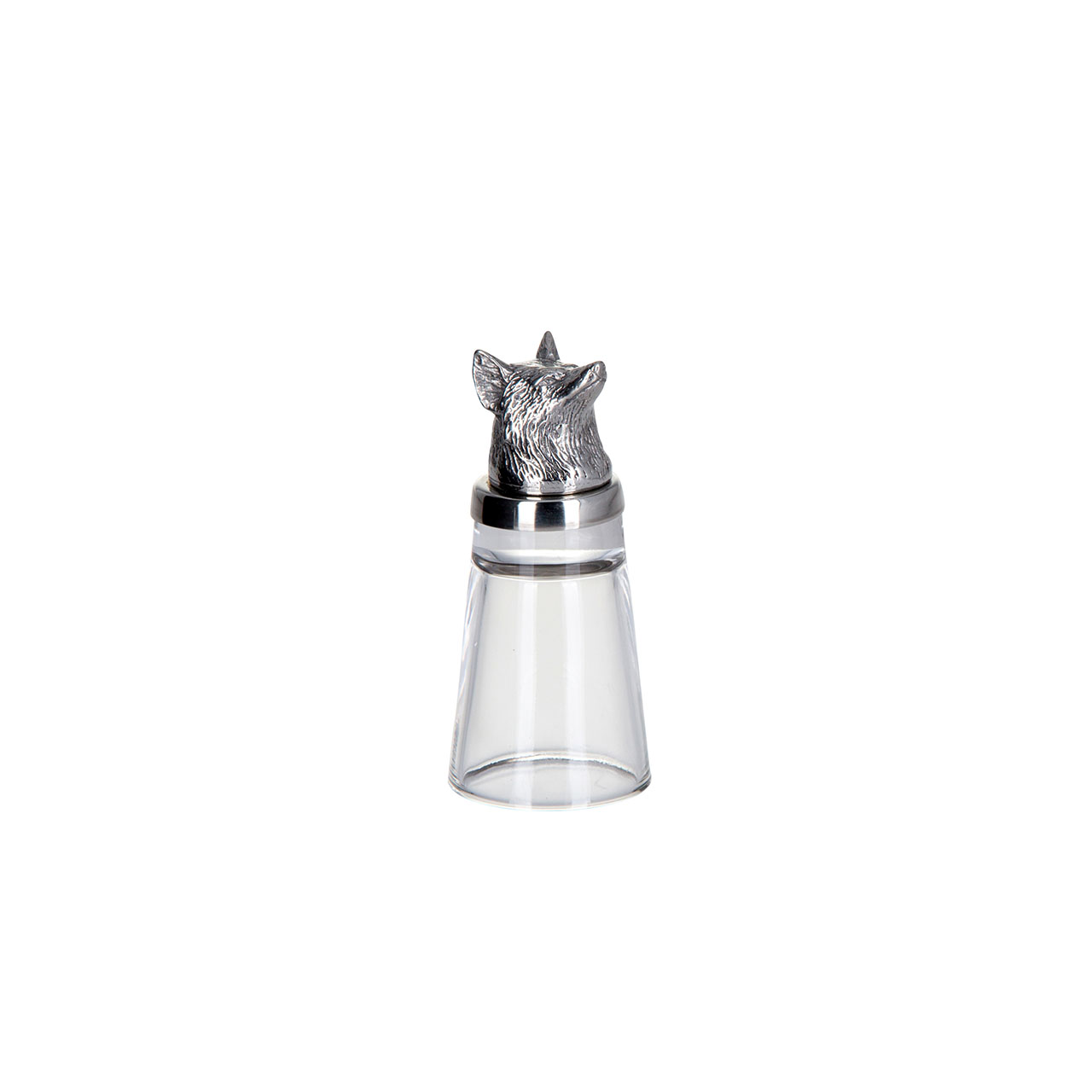 Shot glass Fox 4 cl glass/stainless steel, Flasche