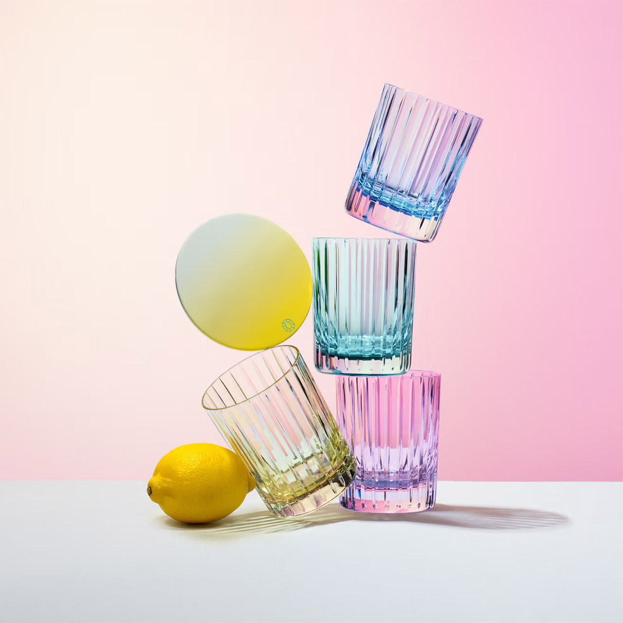 Tumbler set 2 pieces turquoise, Glas, Zitrusfrucht, Obst, Zitrone, Kelch