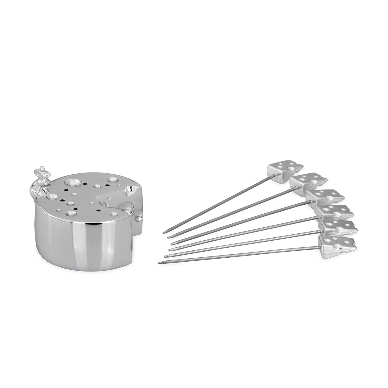 Cheese pick set 7-piece cheese/mouse silver-plated