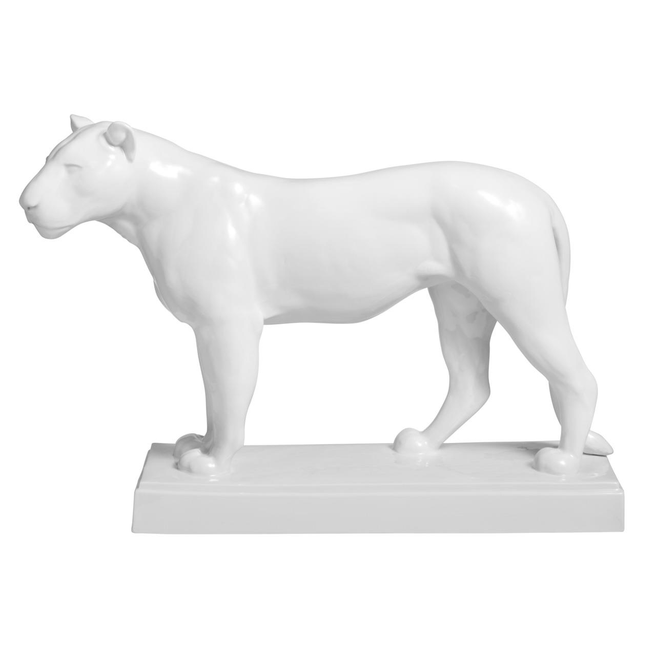 Lion standing 31 cm white, Figur, Kunst, Porzellan, Töpferei, Hund