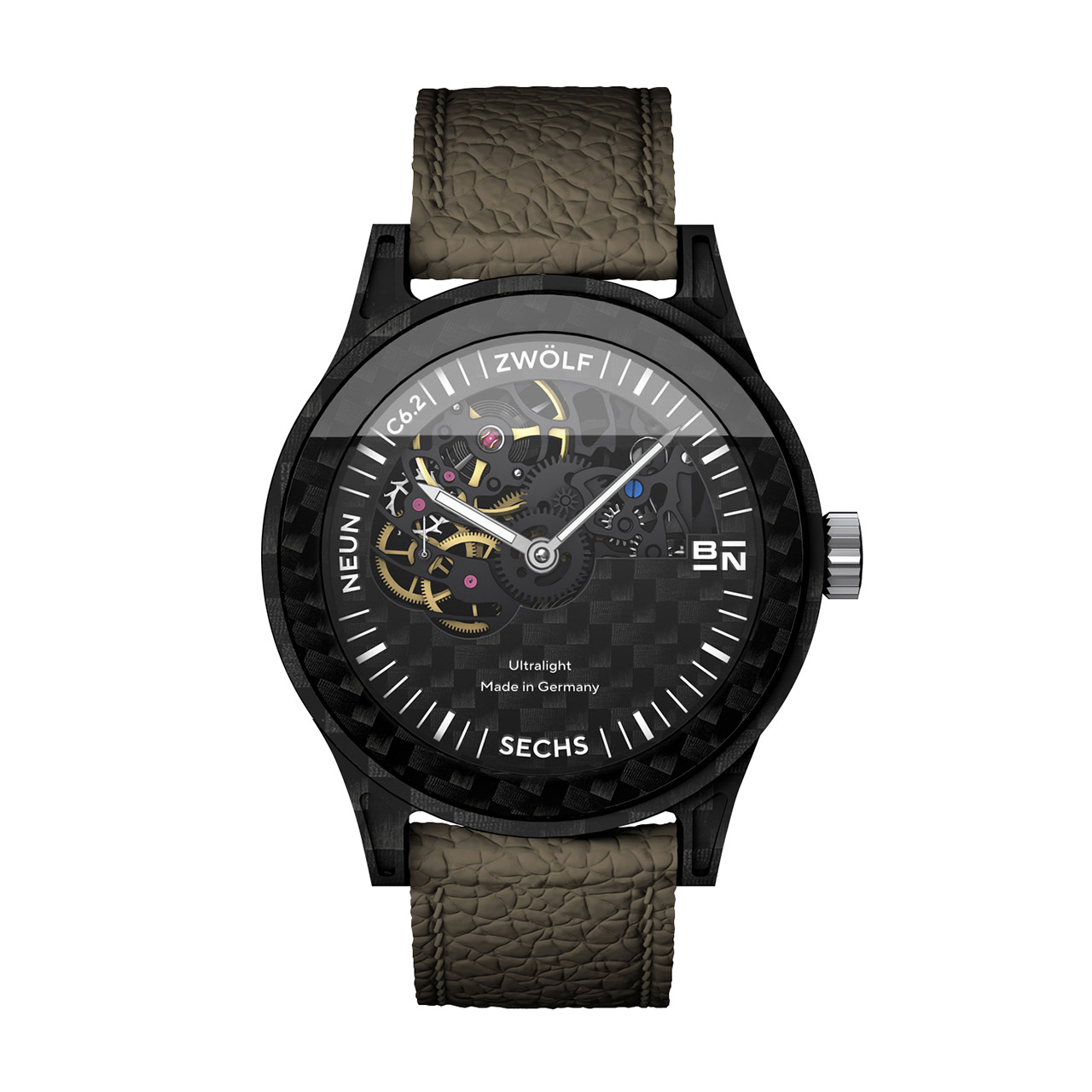 Watch carbon 45 mm hand-wound saphirglass, Armbanduhr, Arm, Körperteil, Person