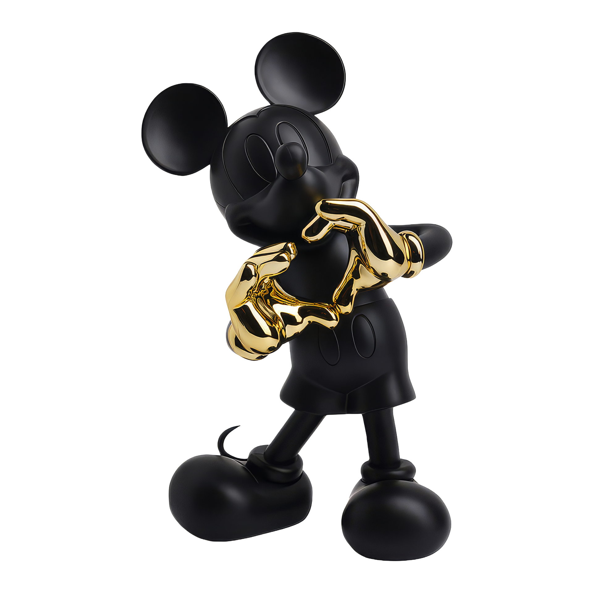 Mickey with Love by Kelly Hoppen 30 cm black/gold, Mickey Maus Figur, Schwarz Figur, Goldene Handschuhe, Skulptur, Popkultur-Statue