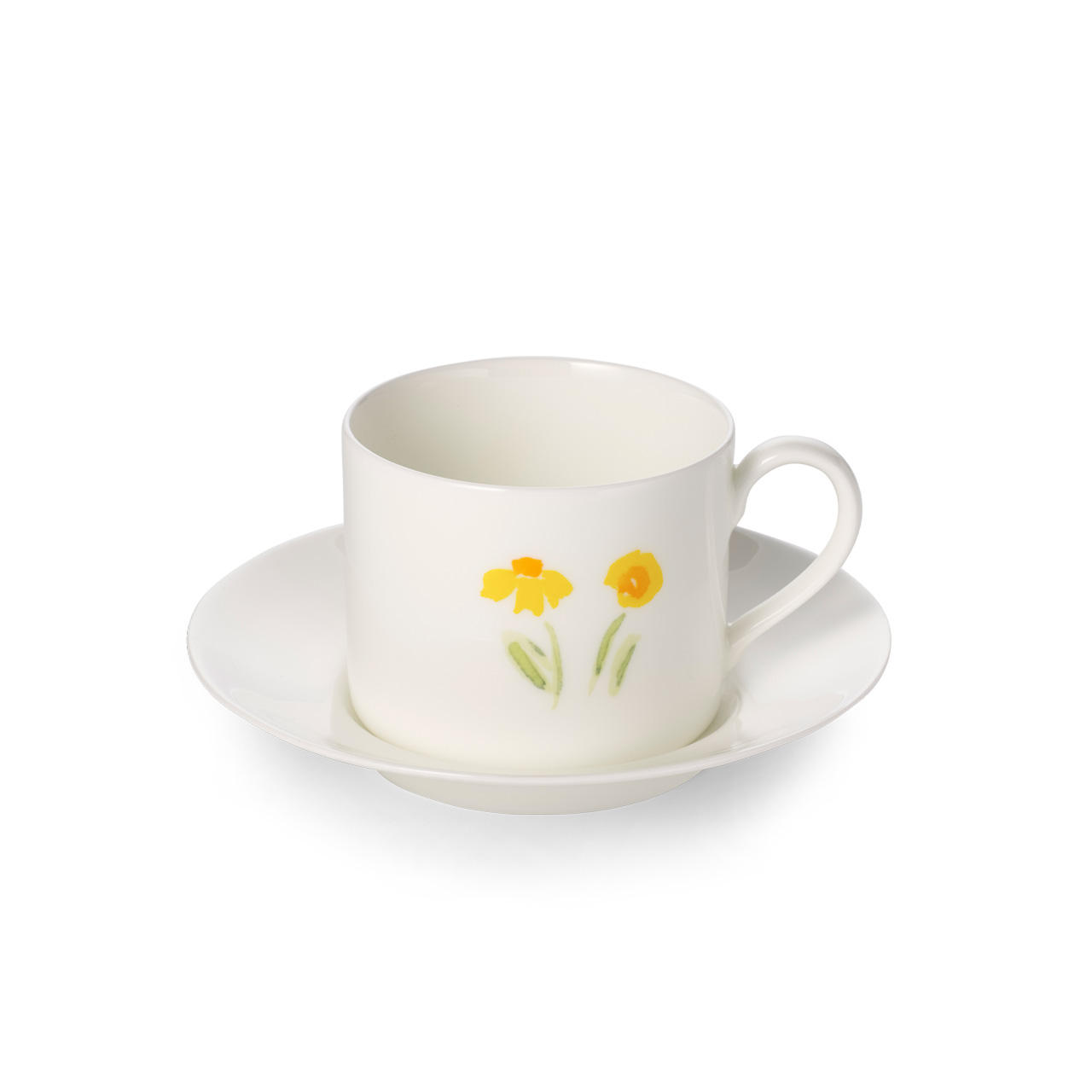 Coffee cup with saucer cylindrical 0.25 l yellow, Untertasse, Tasse