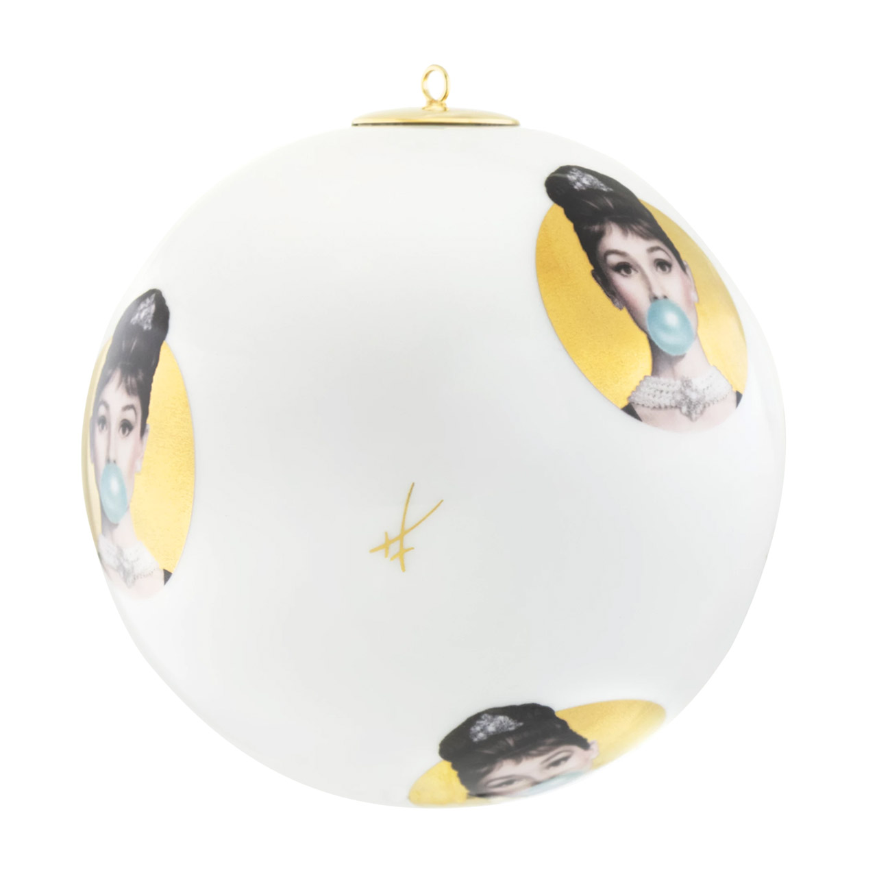 Decoration Ball Audrey gold 9 cm, Töpferei, Porzellan, Erwachsener, Person, Frau