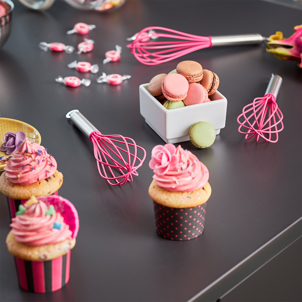 Whisk Silicone 27 cm Pink, Essen, Süßigkeiten, Sahne, Törtchen, Nachtisch