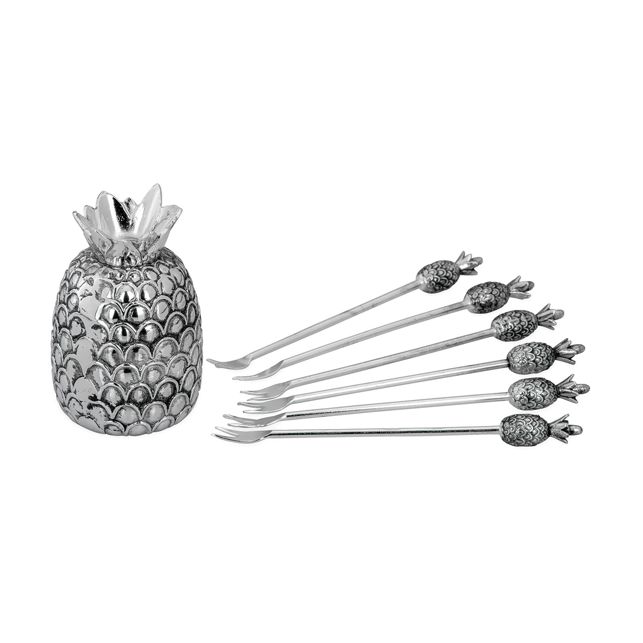 Cheese/olive pick set 7-piece pineapple silver-plated, Essen, Obst, Ananas, Pflanze, Produzieren