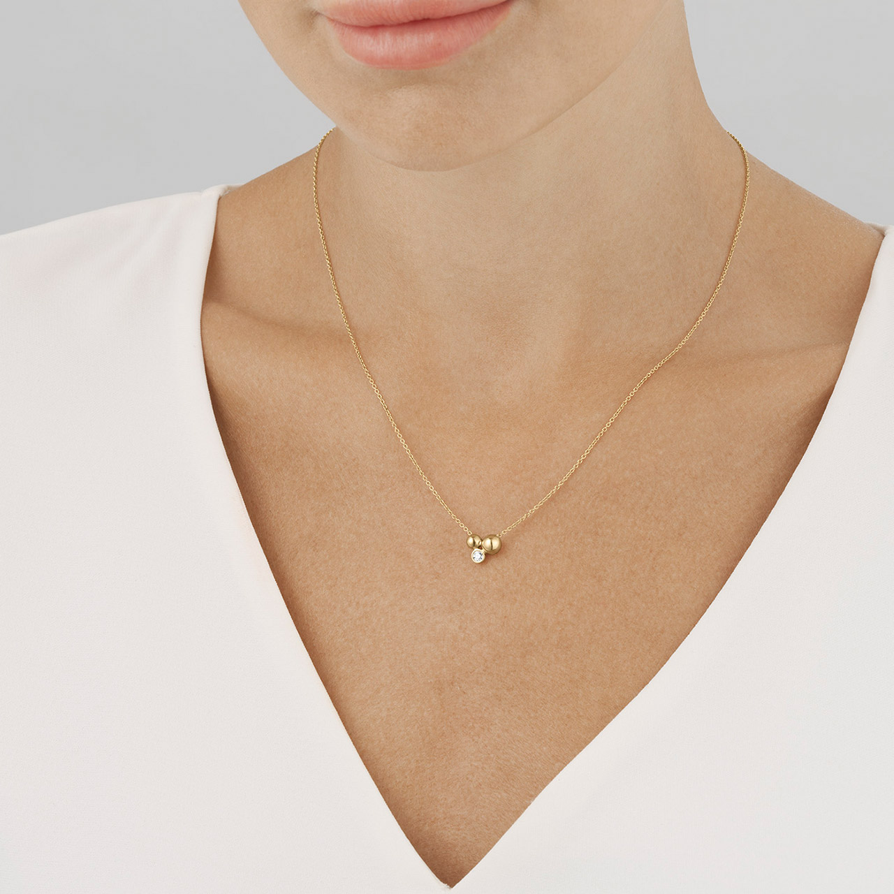 Georg Jensen 'Moonlight Grapes', Kette/Anhänger 45 cm Gelbgold 750/- Brillant  0,07 ct, Zubehor, Anhänger, Schmuck, Halskette