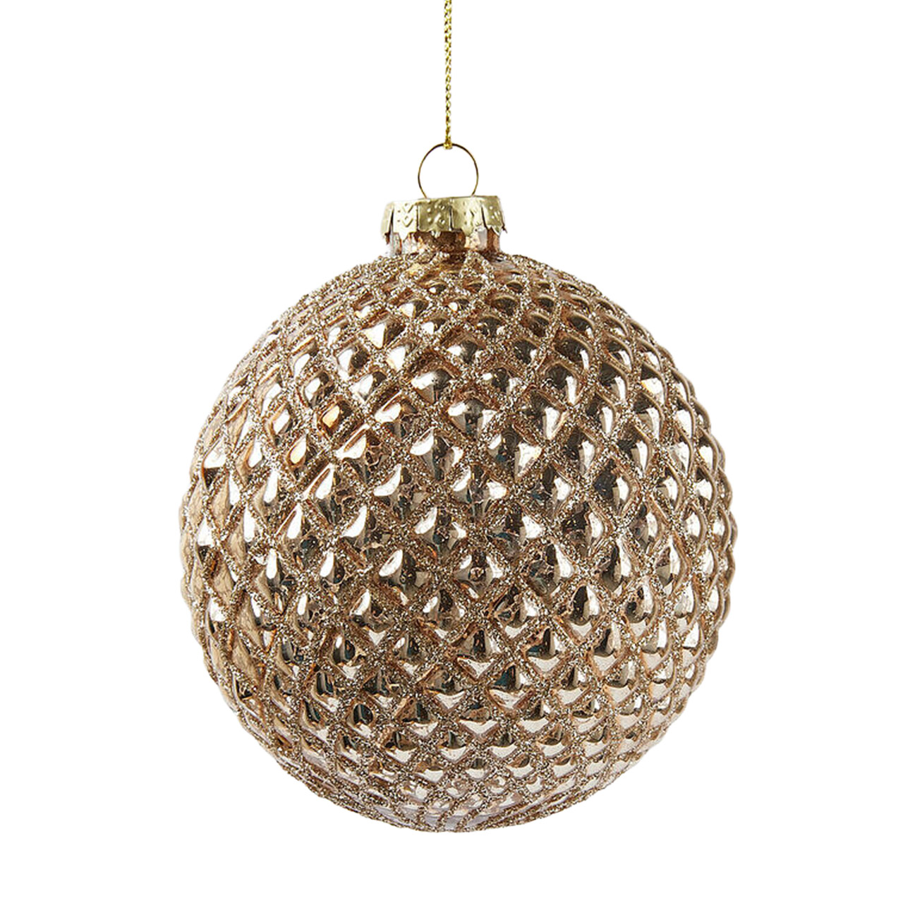 EDG - enzo de gasperi, Weihnachtskugel Rauten gold 10 cm, Zubehor, Kronleuchter, Lampe