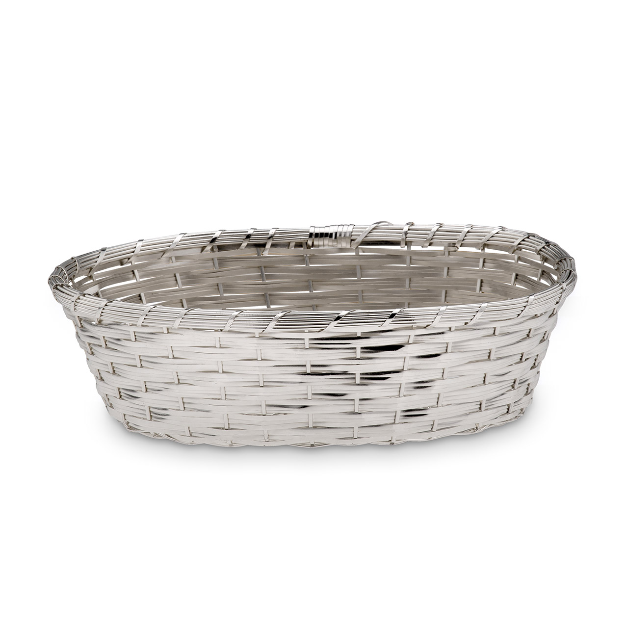 Woven bread basket oval 23x16 cm silver-plated, Korb, Gewebt
