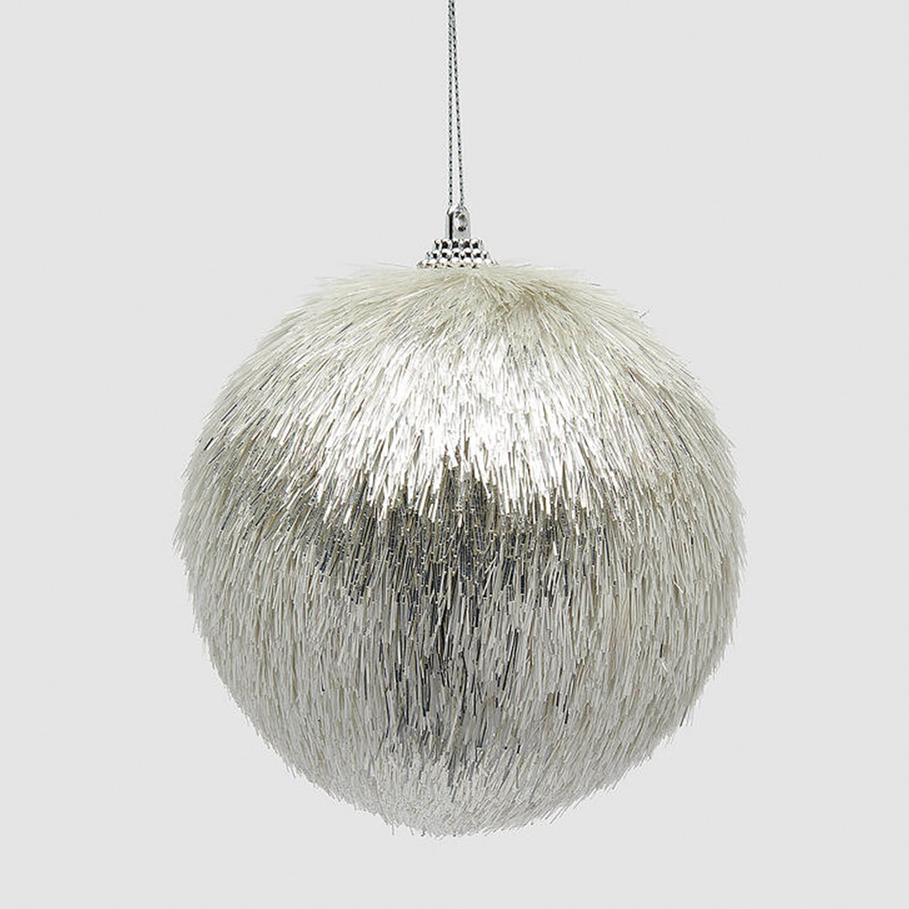 Christmas tree decoration ball fur 10 cm silver, Leuchter, Lampe