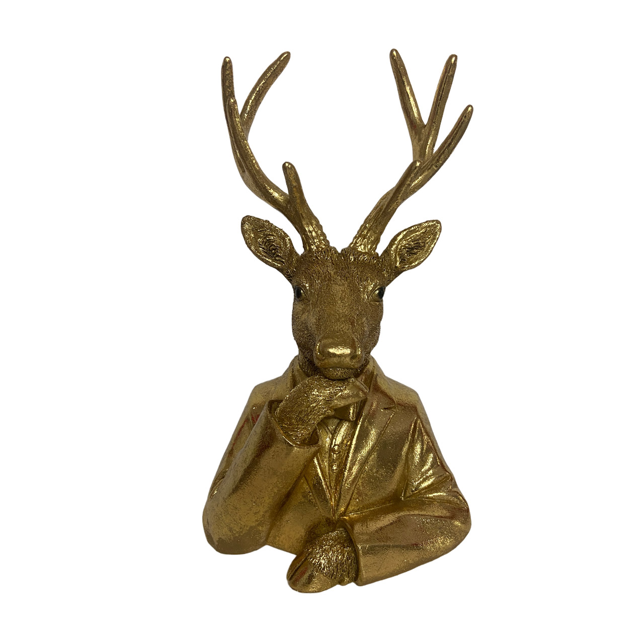 Cor Mulder, Hirsch-Büste gold 31 cm, Bronze, Hirsch, Säugetier, Tierwelt, Geweih