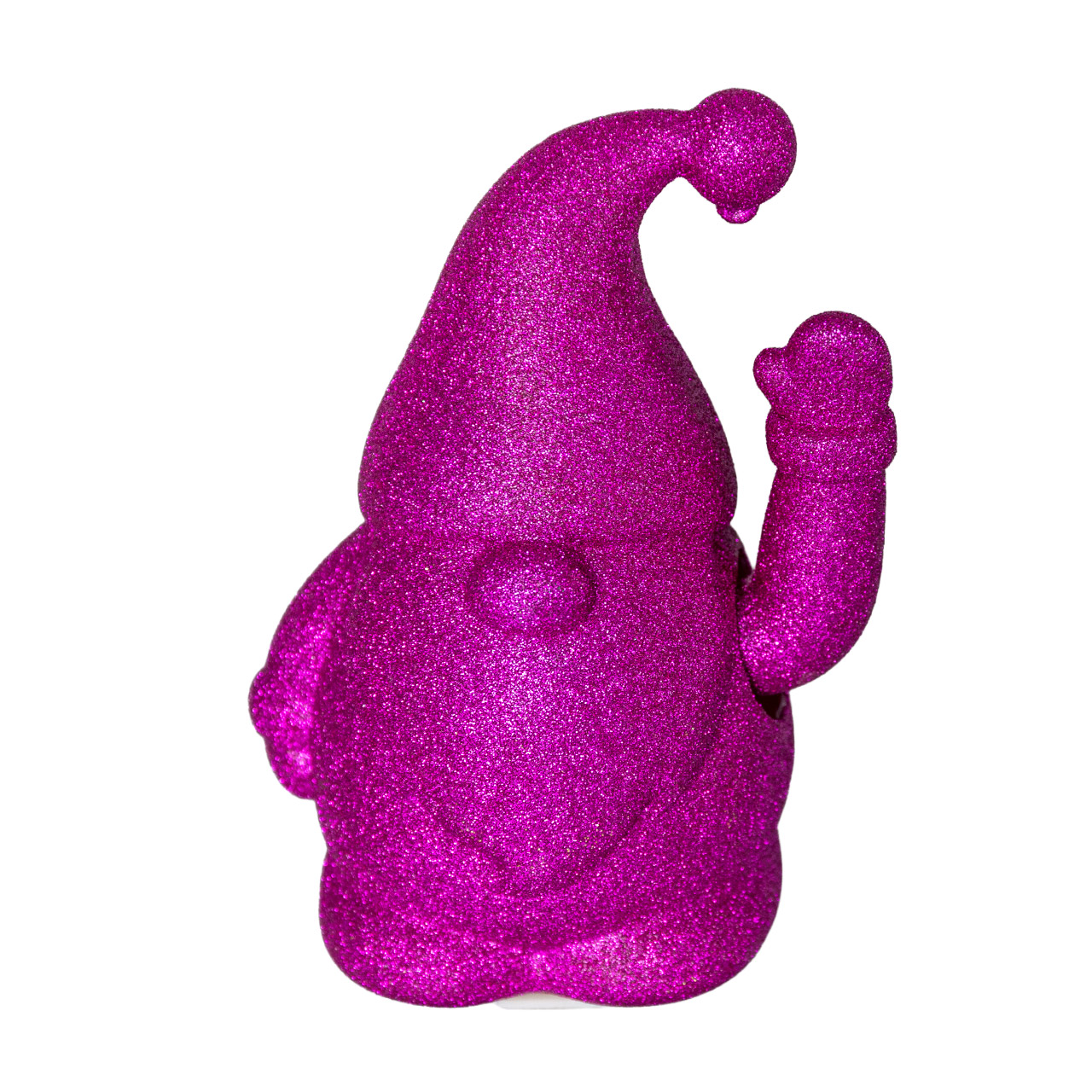 Waving gnome 16.5 cm pink glitter, Töpferei