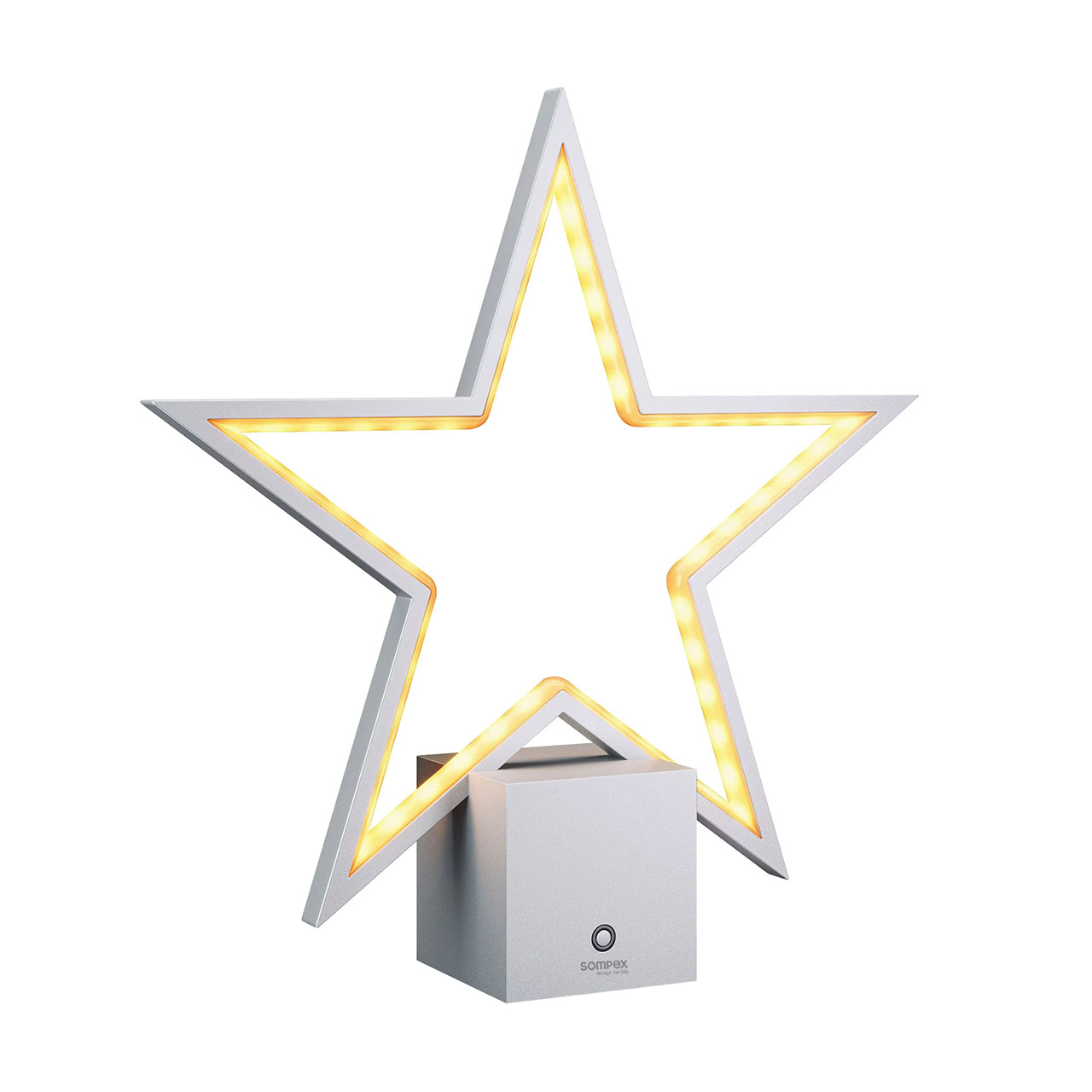 Decorative Star light LED 33.5 cm dimmable silver, Sternsymbol, Symbol, Kreuz